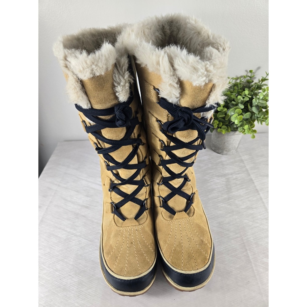 Sorel Tofino Women Tan Black Waterproof Suede Faux Fur Winter Boots SIZE 10 - Picture 2 of 16